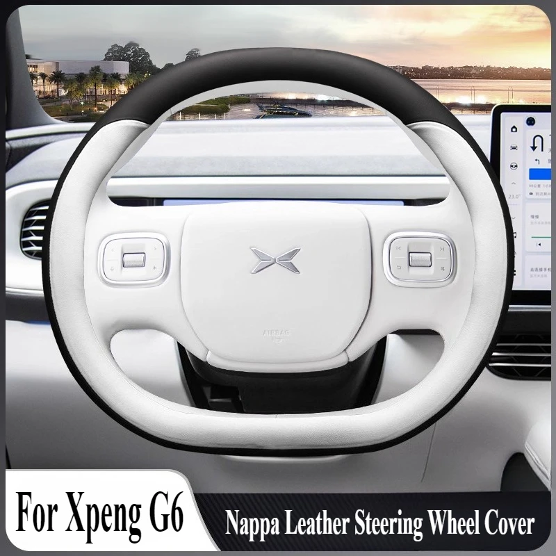 

For Xiaopeng Xpeng G6 MO3 P7 G9 Nappa Leather Steering Wheel Cover Wrap Anti Slip Absorb Sweat Car Interior Modified Accessory