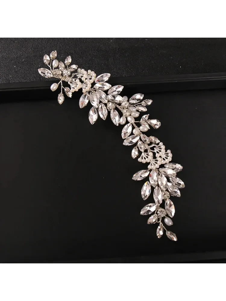 *أزياء الزفاف غطاء الرأس للعروس اليدوية تاج الزفاف الأزهار اللؤلؤ كريستال إكسسوارات الشعر دبوس الشعر الحلي