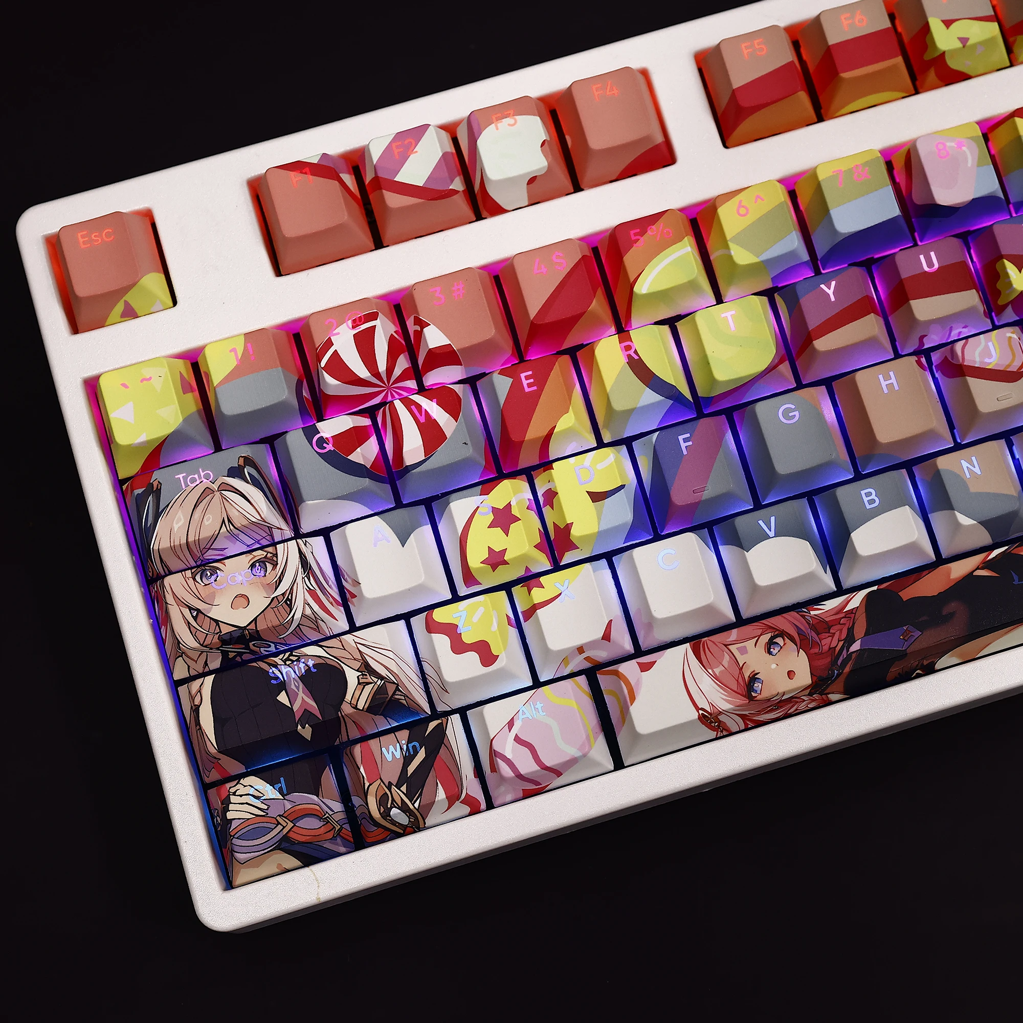 Citlali PBT 108 Key Caps Genshin Impact Key Cover DYE Sublimation Cherry Cross Axis Switch Keycap for Mechanical Keyboard Gift