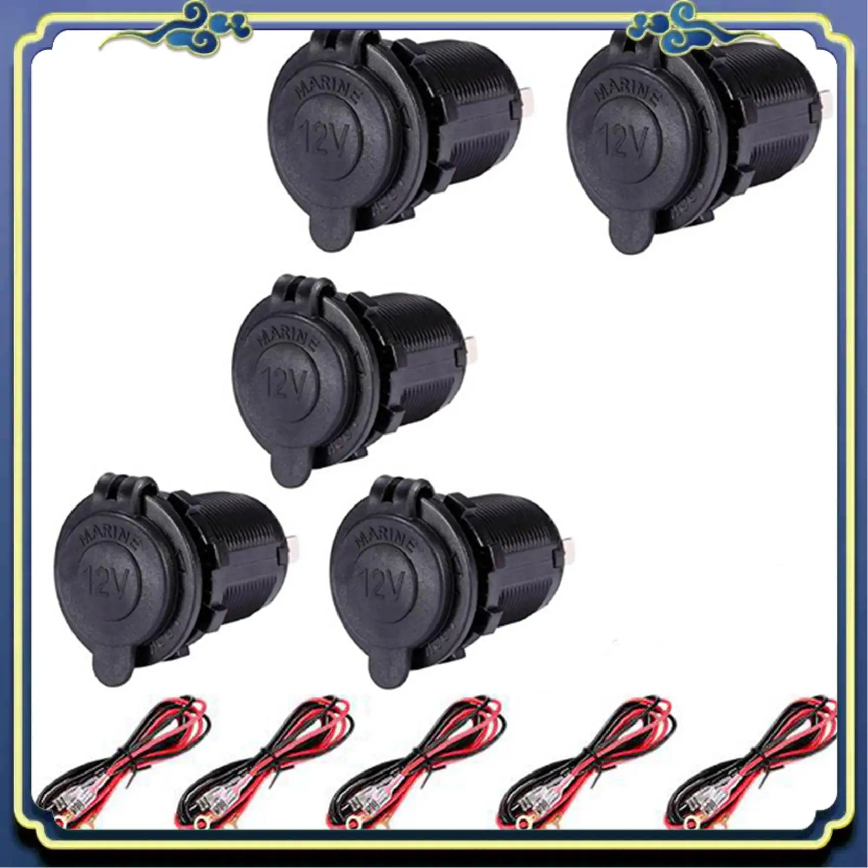 

AU16-5Pcs 12V Power Waterproof Socket Car Cigarette Lighter Adapter For Marine ATV RV Motorcycle