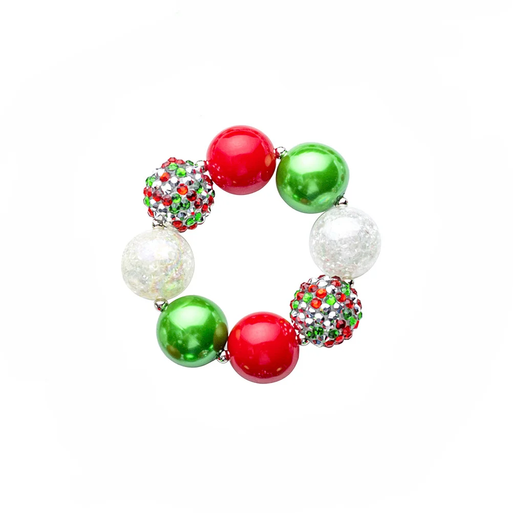 Conjunto de collar y pulsera de cuentas gruesas, joyería verde para niñas, collar para fiesta de Navidad, joyería para niñas