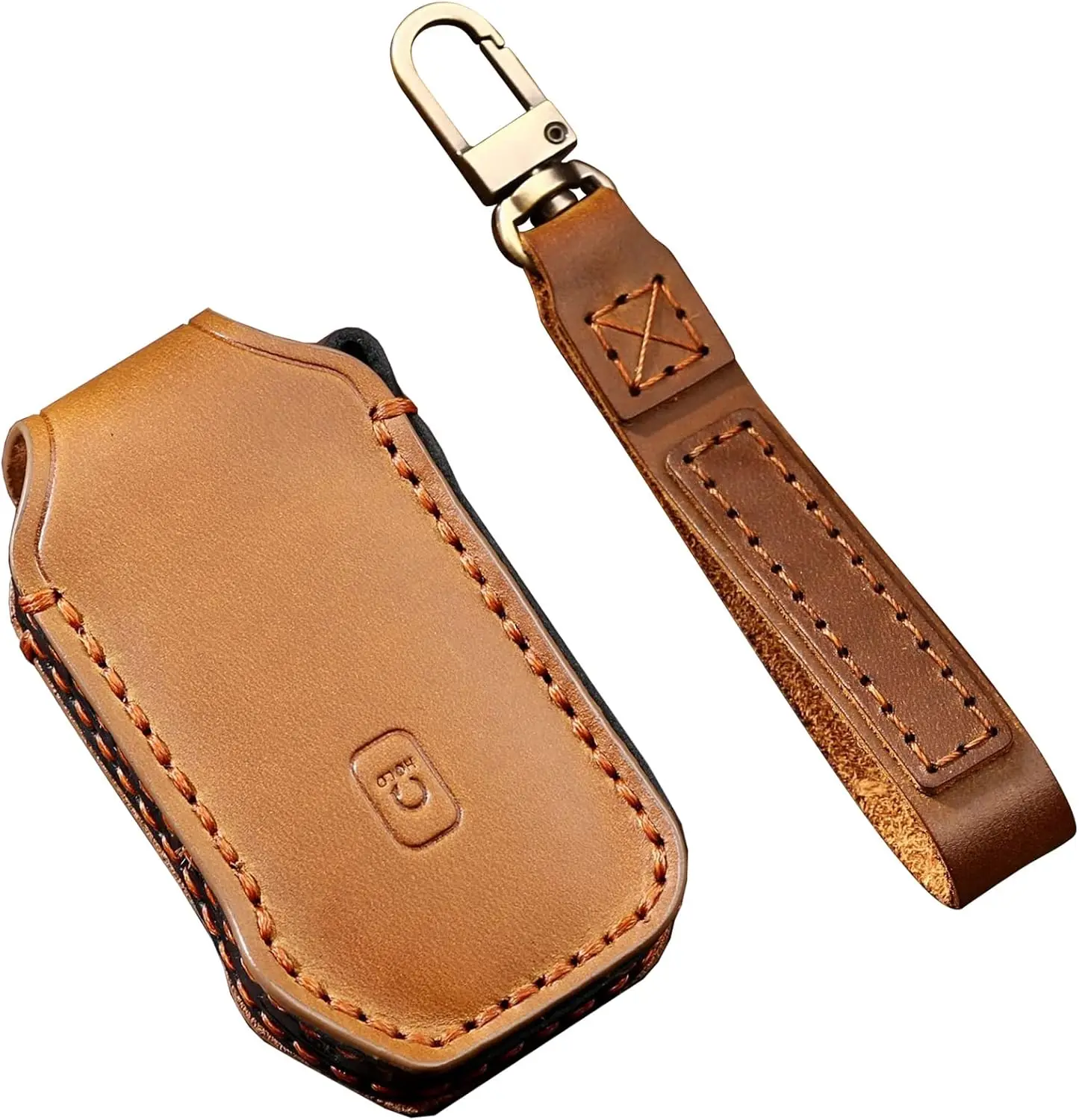 

WH Genuine Leather Car Key Case Compatible With Kia Ceed Cerato Forte Niro Seltos,Car Key Fob Holder Full Protector Brown