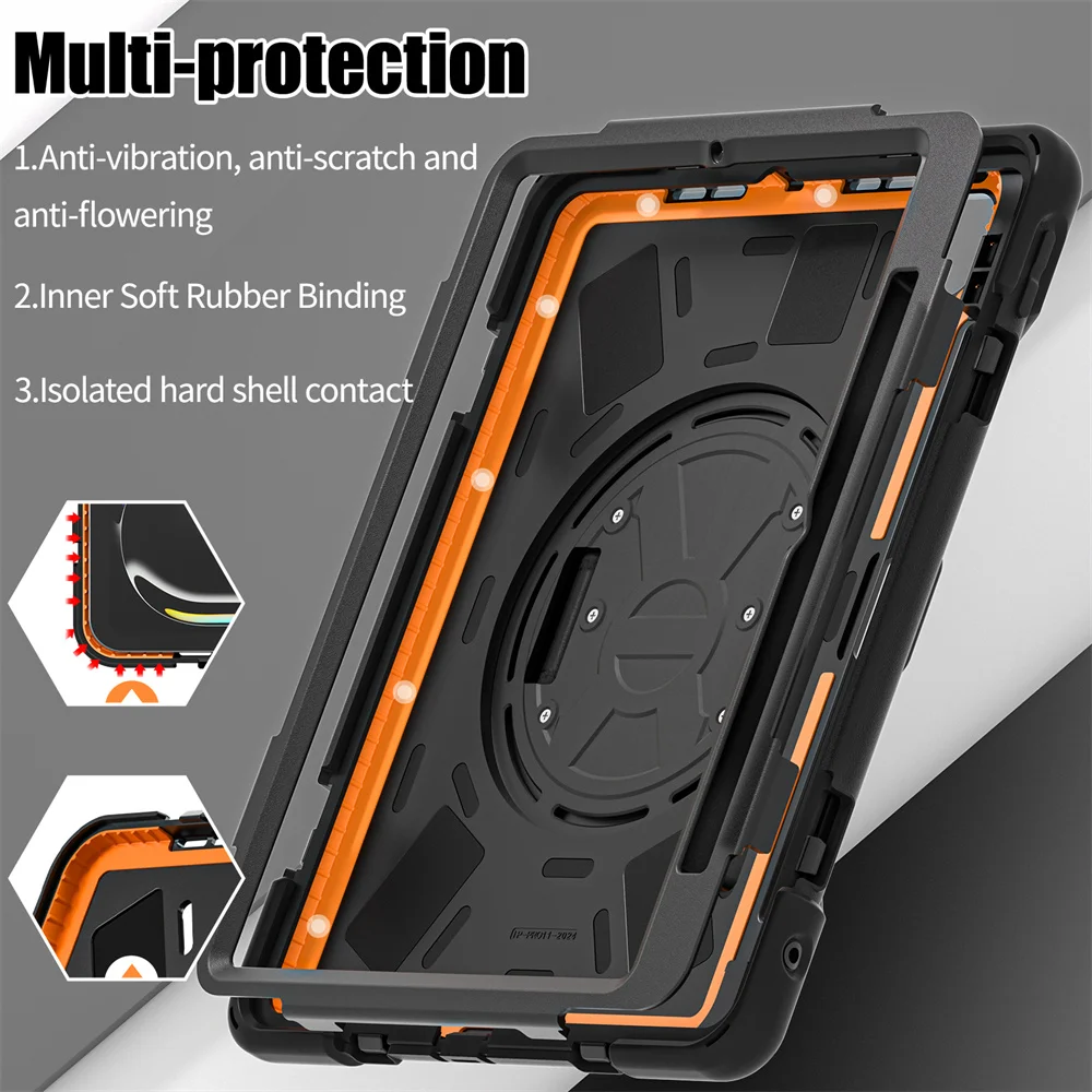 Imagem -03 - Heavy Duty Resistente à Prova de Choque Capa para Ipad Pro Suporte Giratório Alça de Mão Case para Air 11 13 2024 Modelo A2926 A2837 A2903 A2899