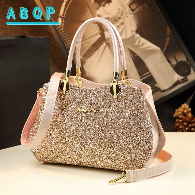

ABQP New Women's Sequin Handbag High Quality Women's Sequin Shoulder Messenger Bag Large Capacity Banquet Women's Bag Fashion