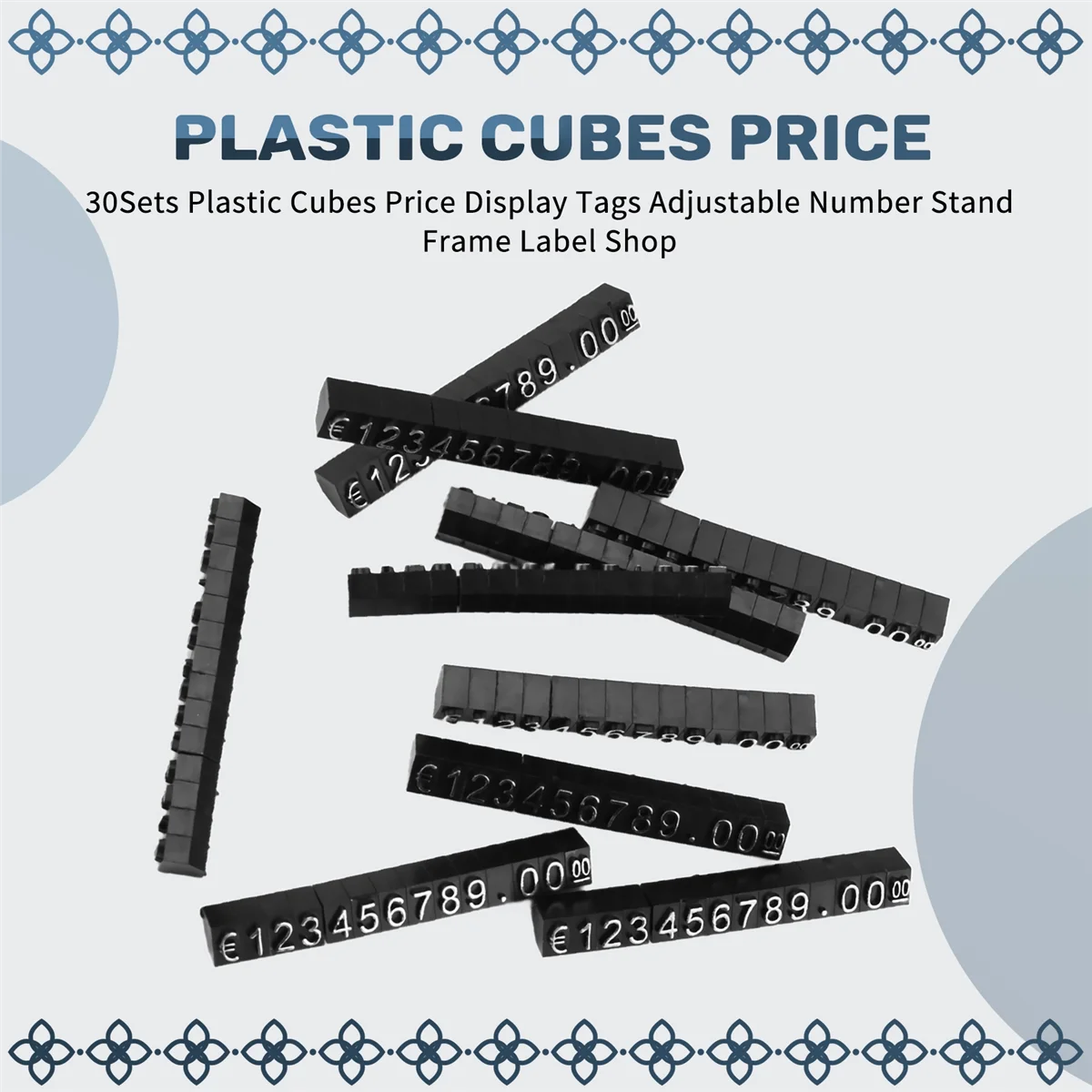 30 مجموعة من علامات عرض الأسعار للمكعبات البلاستيكية، متجر ملصقات إطار حامل أرقام قابل للتعديل
