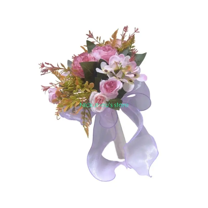 E15E مثل مثل زهرة الحرير باقة الزفاف واقعية زهرة الورد إكسسوار الزفاف #1