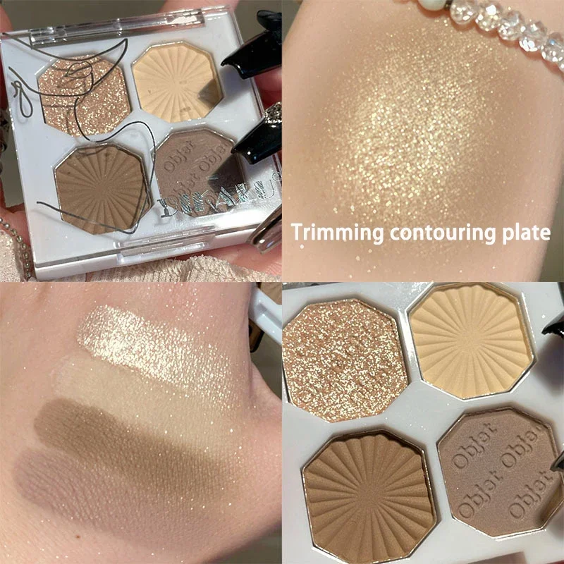 Palette di ombretti mini shimmer opachi in 4 colori, palette di ombretti pigmentati metallizzati con glitter verdi, palette di ombretti smoky, palette di trucco cosmetico