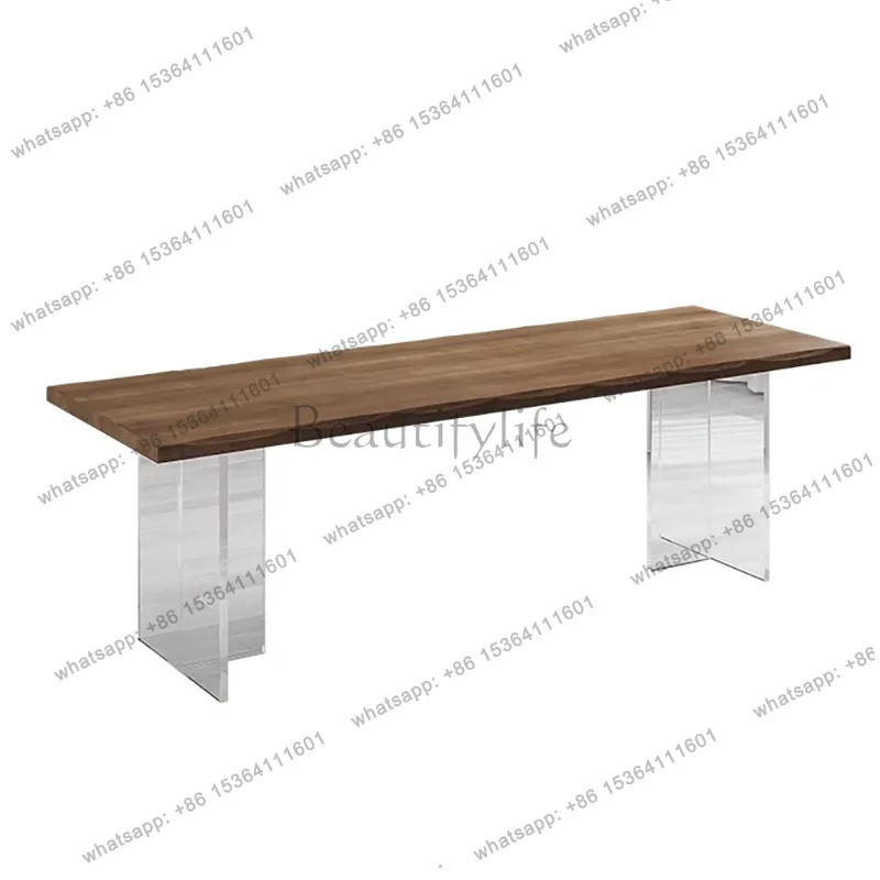 

Solid wood dining table acrylic living room suspended large board worktable