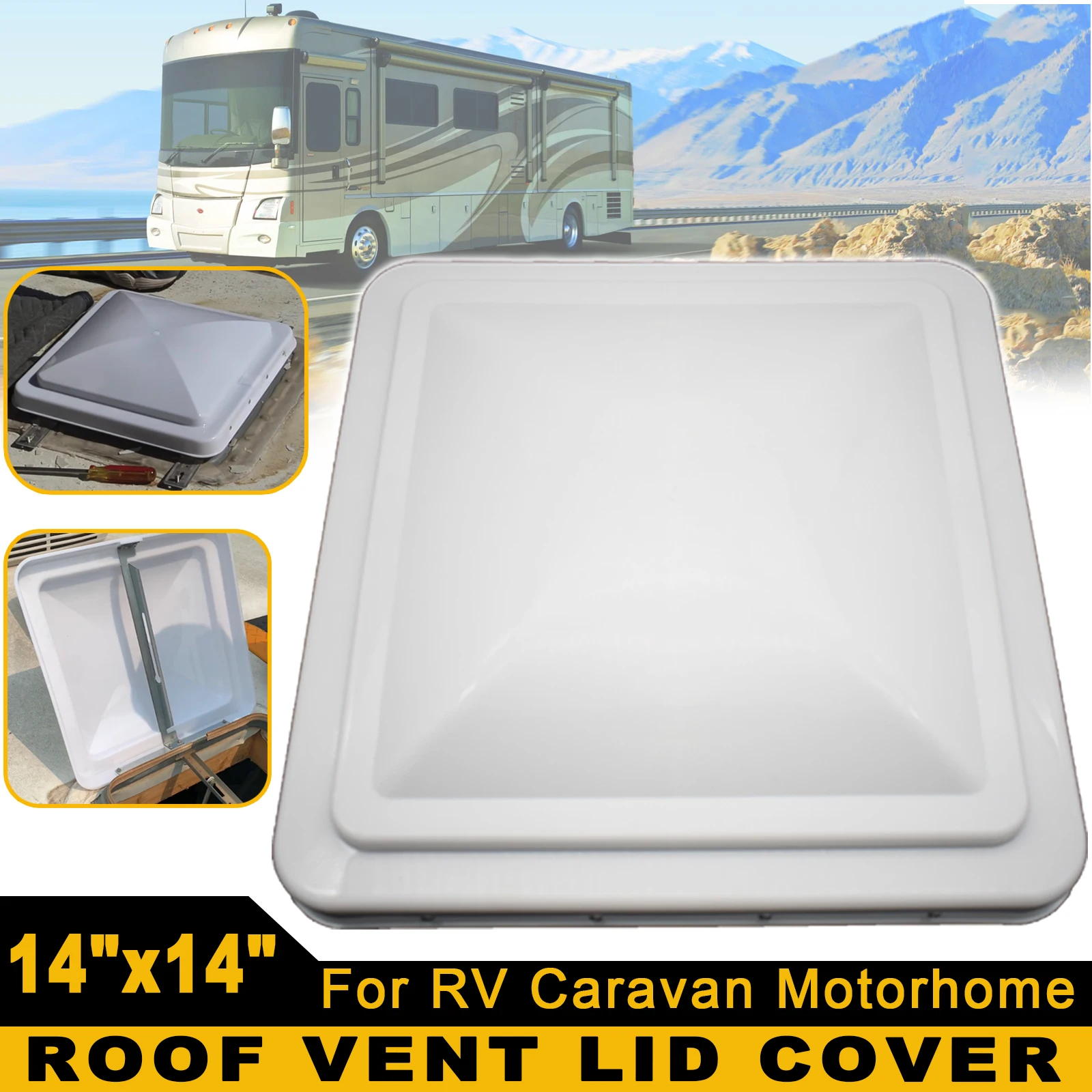 

14"x14" Universal Replacement RV Roof Vent Cover White Vent Lid for Camper Trailer Motorhome White PP Plastic UV-resistant Cover