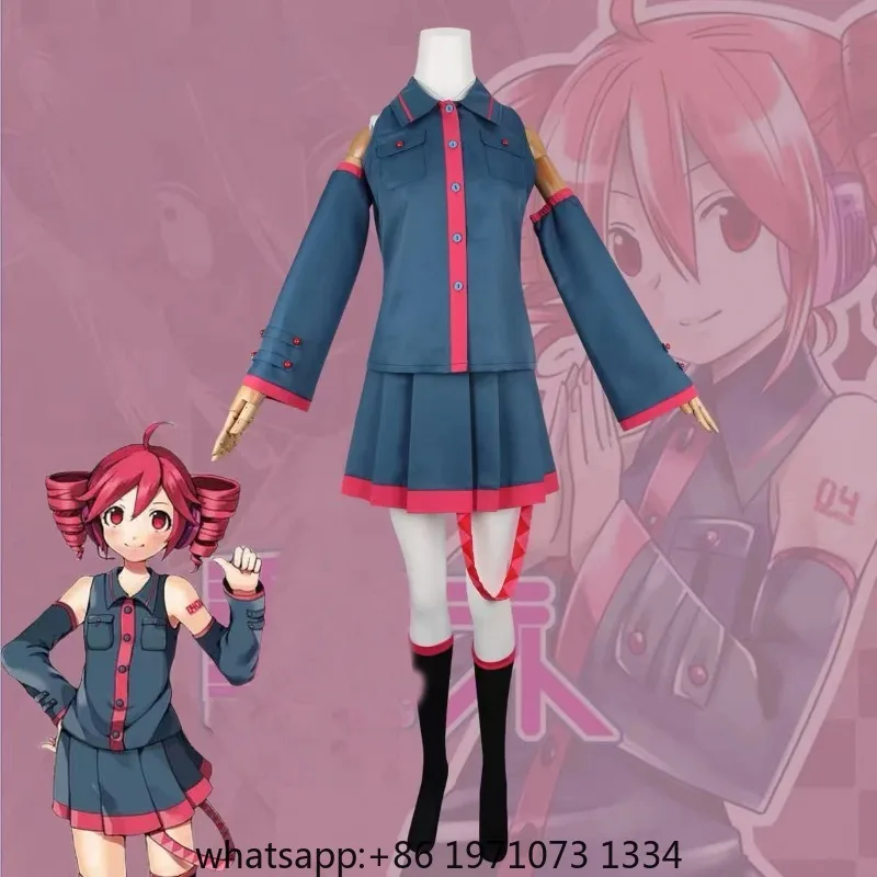 Kasane Teto Cosplay Costume Anime Miku Vtuber Top+Skirt Uniform Carnival Halloween Party Cosplay Performance Suit For Women