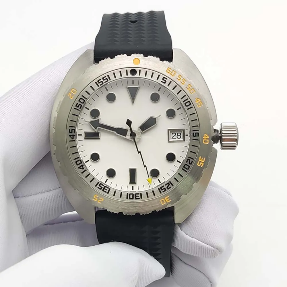 42mm new silver stainless steel fashion Japan NH35  mechanical watch for men, black rubber strap, elegant white dial watch