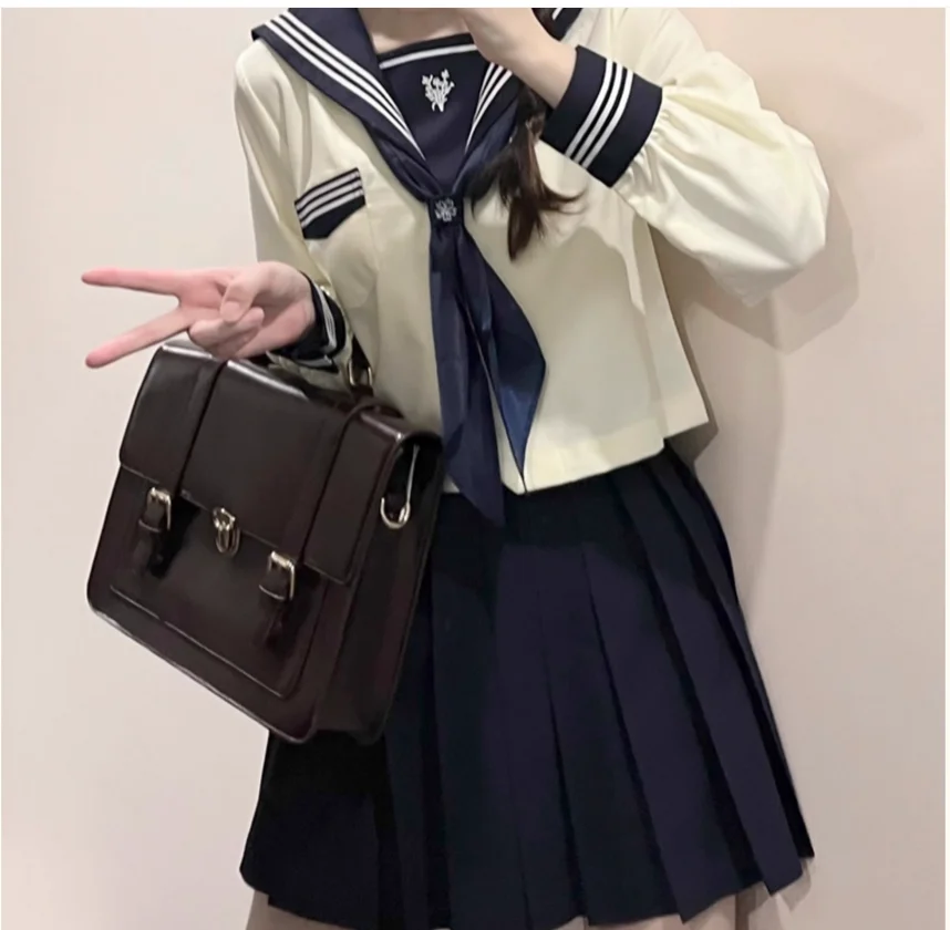 JK Uniform Academy Style Set Long Short Sleeves Autumn Top Basic Sailor Suit