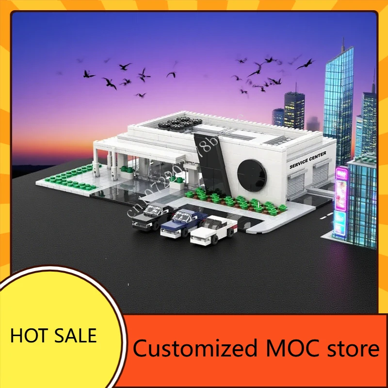 703PCS Micro MOC Automobile Sales Holiday StreetView Center Creative DIYAssembly Christmas Birthday Toy Gift for Kids Ages