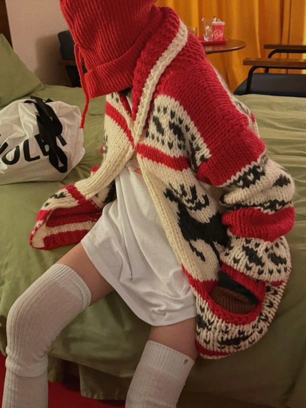 معطف سترة محبوك على شكل غزال عيد الميلاد للنساء سترة سميكة بأكمام طويلة عتيقة دافئة ومتعددة الاستخدامات ملابس خارجية للخريف و...