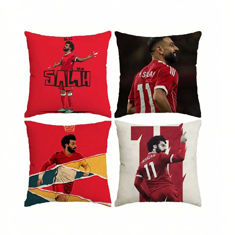 Football player M-Mohamed Salah  Square Double-Sided printed Pillow Case Bedroom Bedside Pillow Sofa Cushion Cover