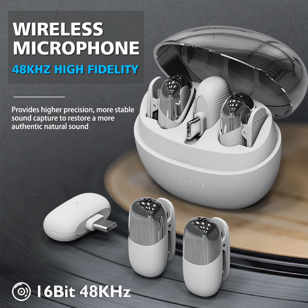 Microfono lavalier di tipo C Microfono ricevitore wireless 2.4G per telefono Android Trasmissione in diretta Microfono da gioco Riprese video per vlog