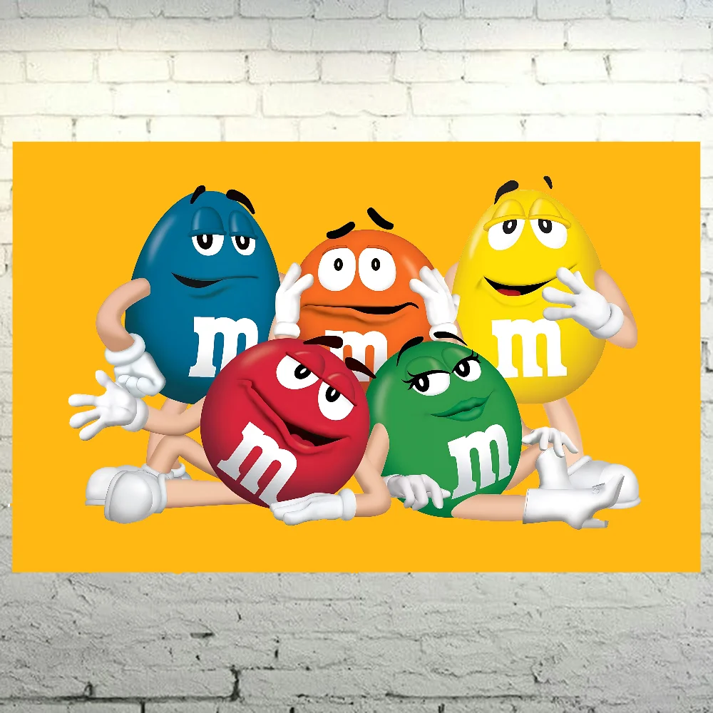 M&Ms علم الشوكولاتة البوليستر المطبوعة أعلام السيارات لغرفة المرآب ديكور التخييم في الهواء الطلق