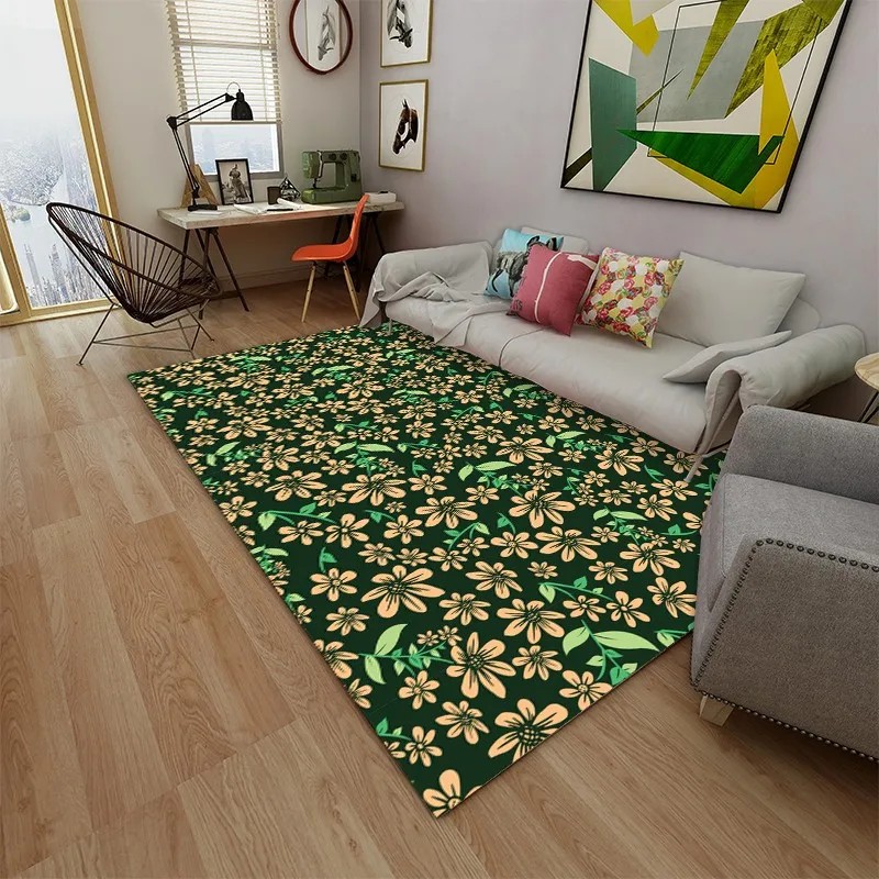 Reese Velvet Fleece Living Room Carpet Bedroom Rug Parlor Vibrant Flowers And Leaves Soft Warm Sofa Table Chair Floor Decor Mats