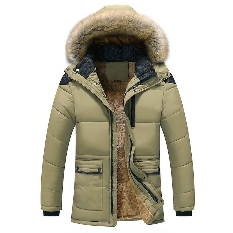 Smile Optics Parkas coupe-vent pour hommes, vestes longues d'hiver pour hommes, fourrure en peluche à capuche, vêtements d'extérieur chauds, manteau respirant