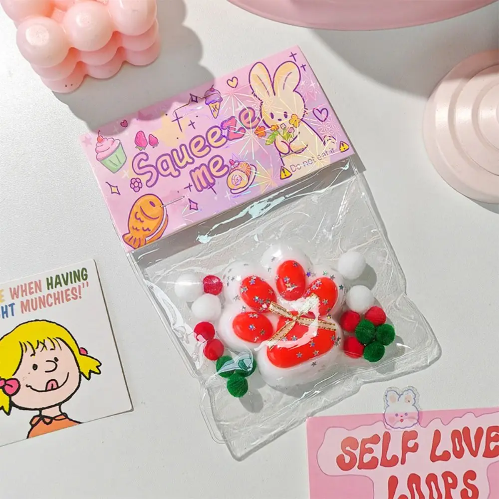 Pétrissage noël chat patte presser jouets rebond lent Silicone dessin animé chat griffe jouet 6.5 cm 3D chat patte pincement jouet cadeau de noël