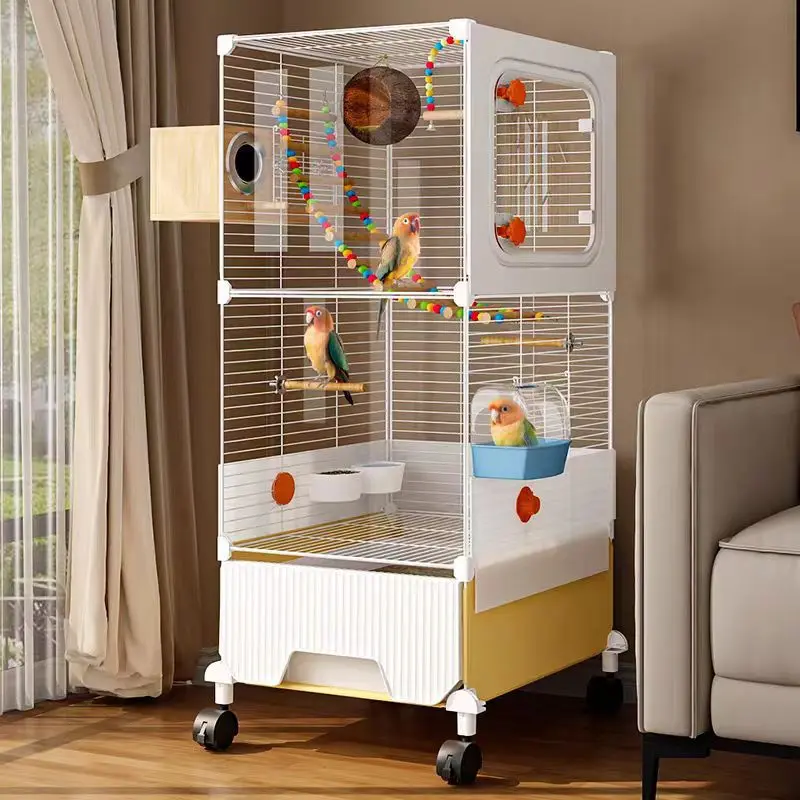 Luxury Bird Cage for Large Parrots Macaws Cockatiels Budgies Lovebirds Sun Conures with Splash-Proof Design and Spacious