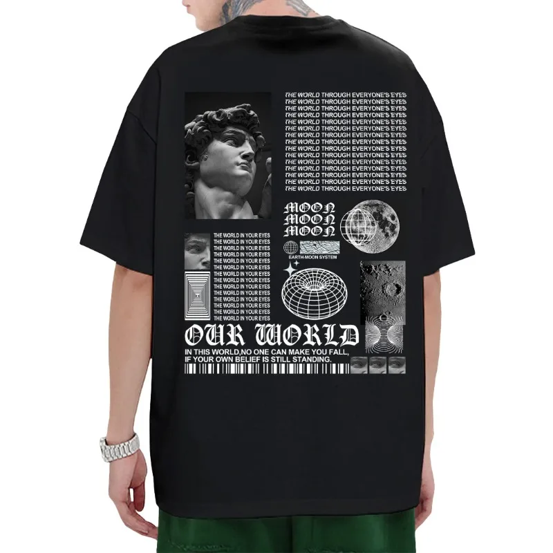 

GORGLITTER Men's Letter Graphic Print T Shirts Round Neck Short Sleeve Loose Tee Tops