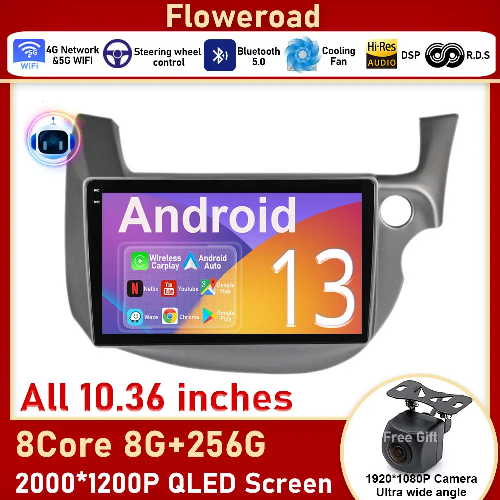 

2K Android Auto For Honda Jazz 2 GG Fit 2 2008 - 2014 Car Radio Multimedia Video Player Navigation stereo GPS No 2din 2 din dvd