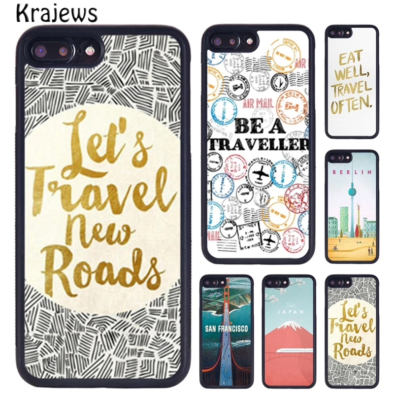 Krajews eat well travel often Rubber Phone Case For iPhone 16 15 14 XR XS 11 12 mini 13 Pro MAX Plus cover coque