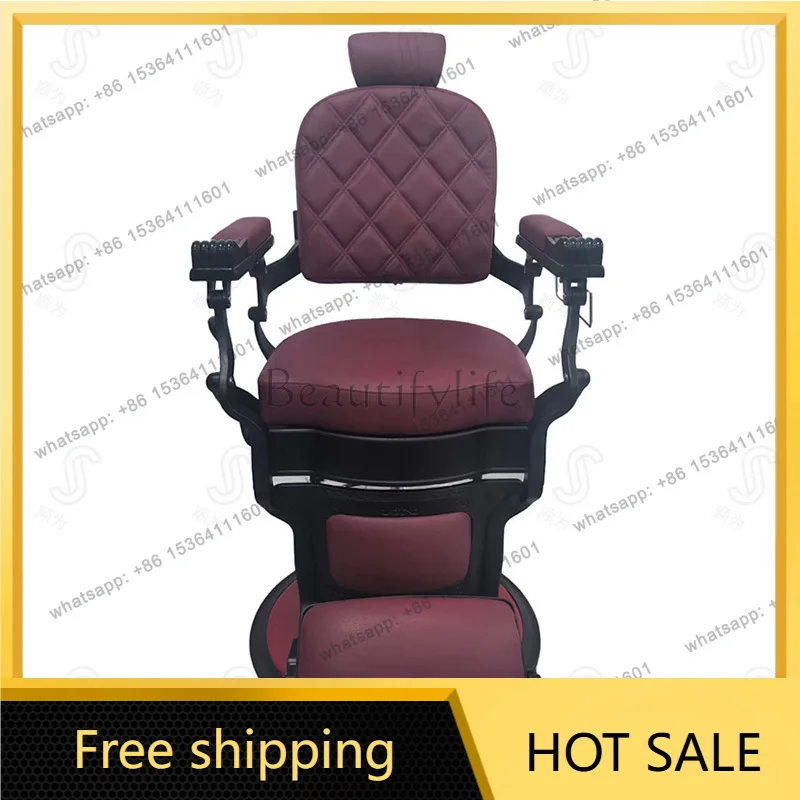 Factory Direct Sales Hair Salon Special Reclining Men's Large Chair Hair Cutting Retro Lifting Rotation