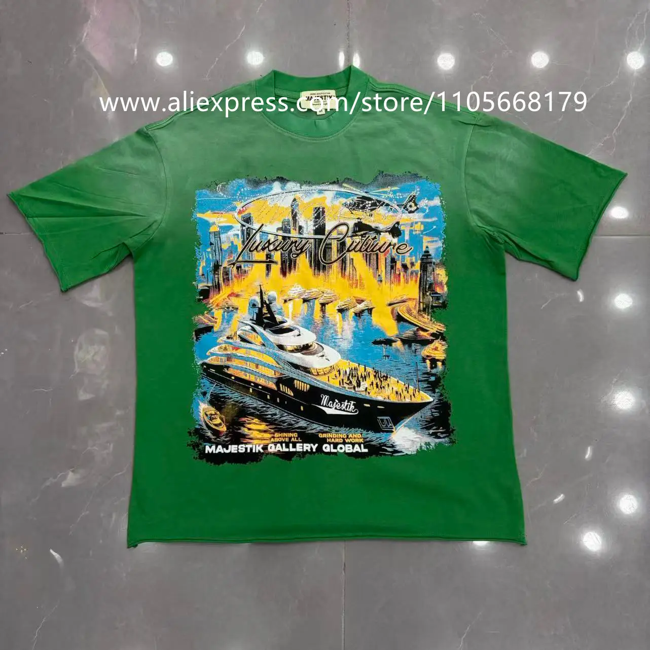 High-Quality Trendy Short-Sleeve T-Shirt with Rhinestone Embellishments, Washed and Distressed, High-Definition White Ink Direct Print, Soft and Breathable, Unique Loose Fit Versatile Casual T-Shirt