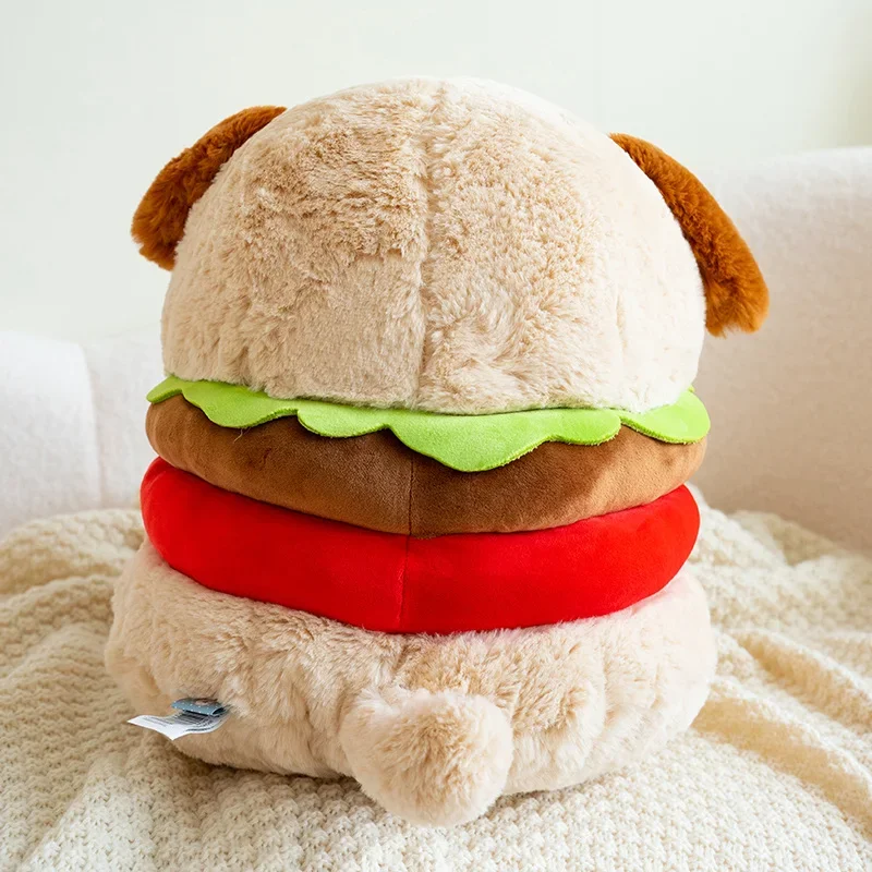 23/35cm Funny Burger Dog Plush Toy Stuffed Soft Hamburger Puppy Pillow Sofa Cushion Cute Room Bed Decor Birthday Gift For Kids