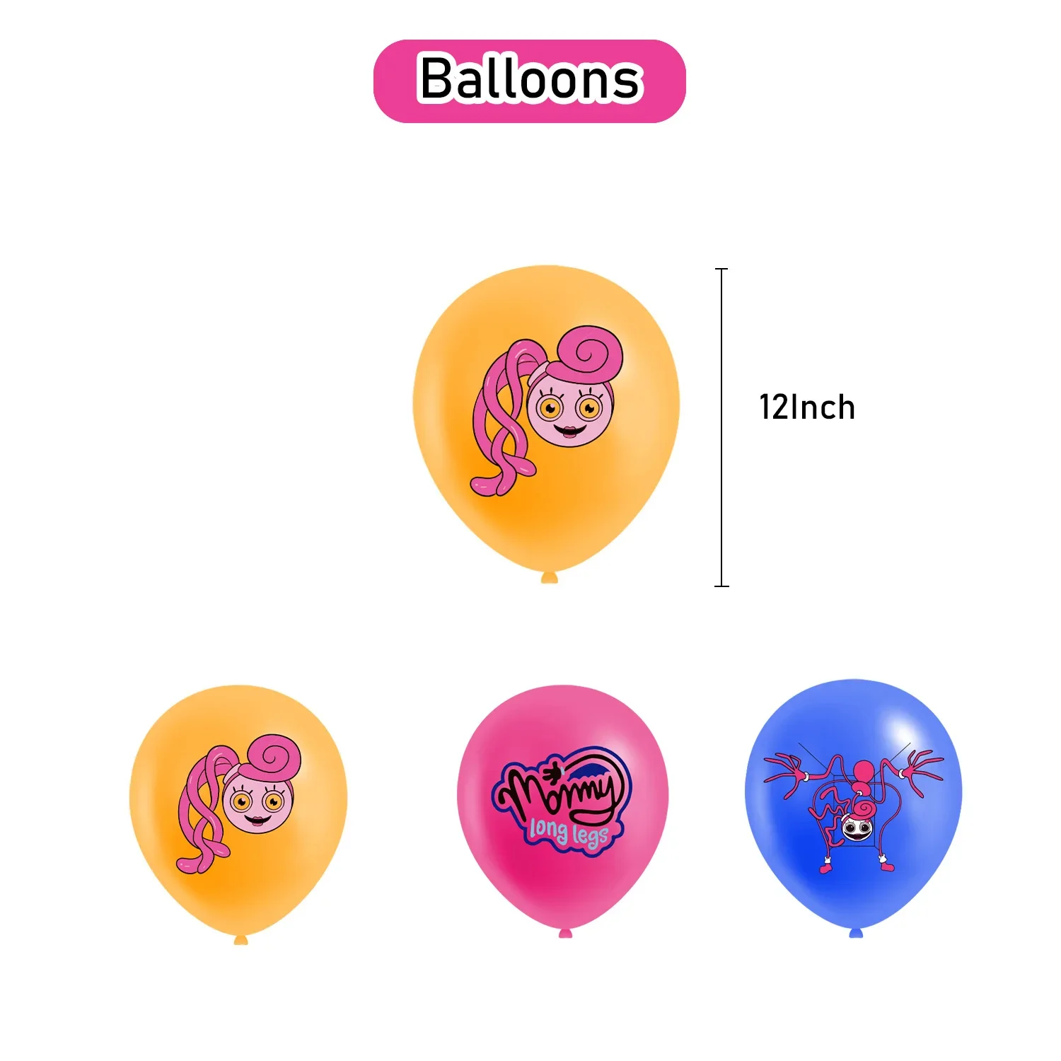 Globos de patas largas con temática de mamá de dibujos animados, suministros de fiesta DIY, pancarta de cumpleaños, decoración de globos de látex, suministros para pasteles, regalo para niños y niñas