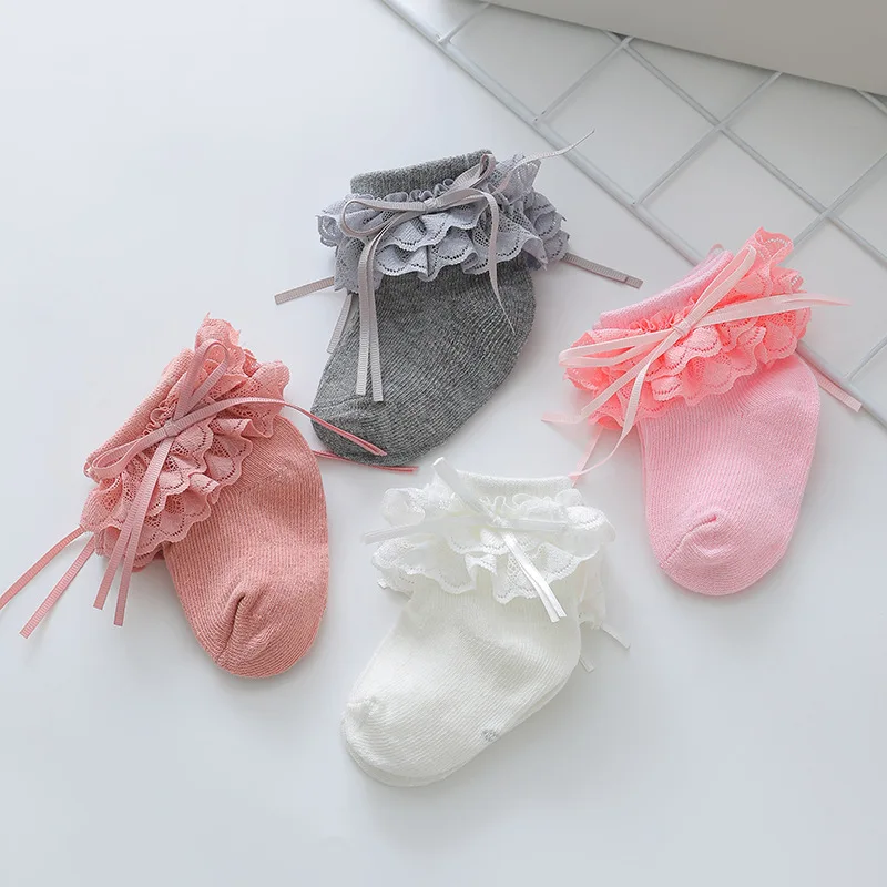 2024 New Girls' Socks Delicate Lace Bow Children's Lace Socks Multi-color Optional Baby Princess Wind Soft Socks Baby Accesories