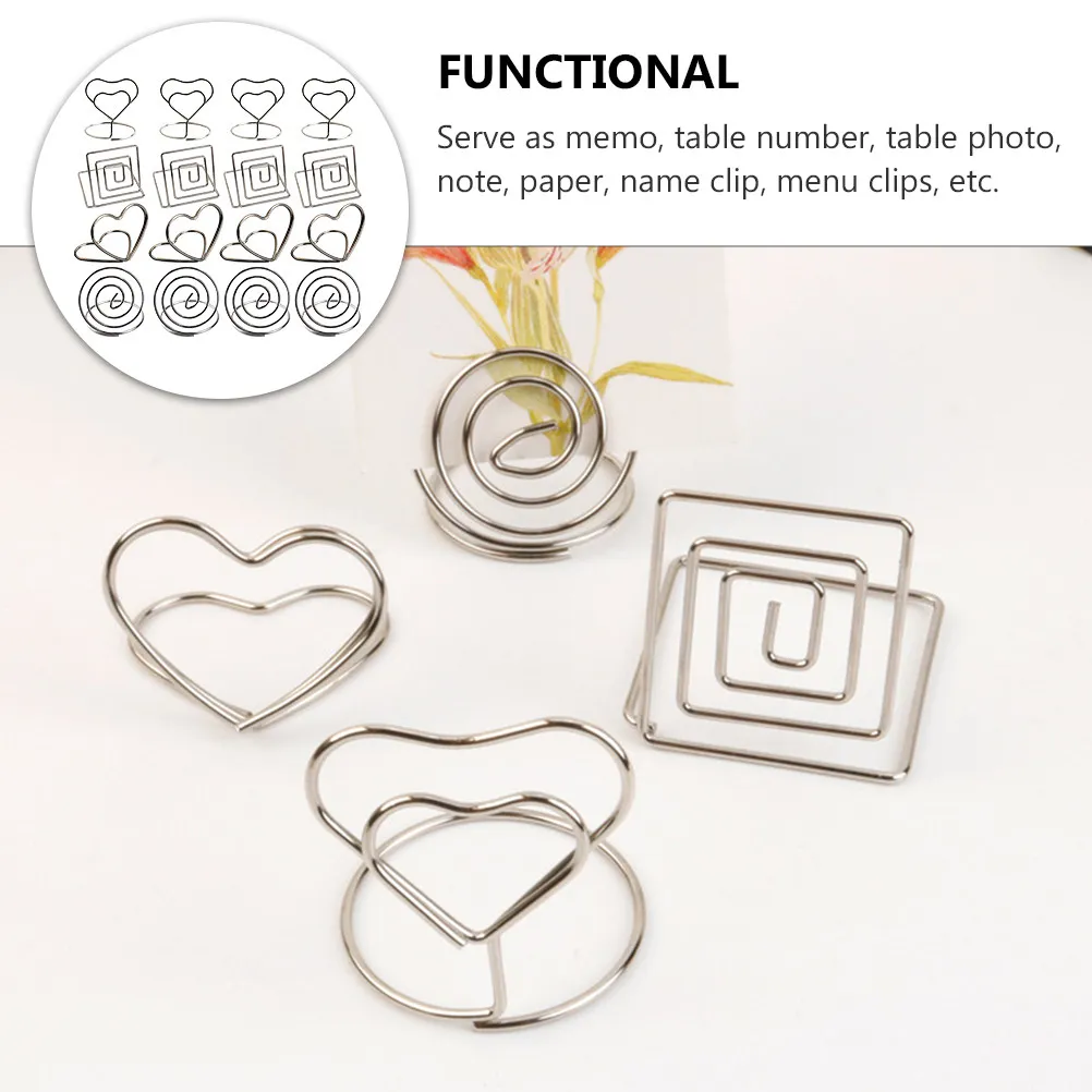 20Pcs Desktop Table Card Clips Metal Photo Holder Stand Paper Menu Clips Wedding Memo Note Table Number Holders