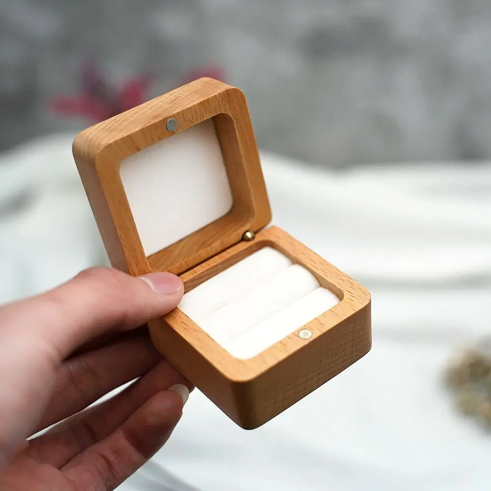 

Portable Velvet Wood Rings Box Retro Exquisite Earrings Display Tray Jewlery Organizer Ear Studs Case Ring Earring Holder Desk