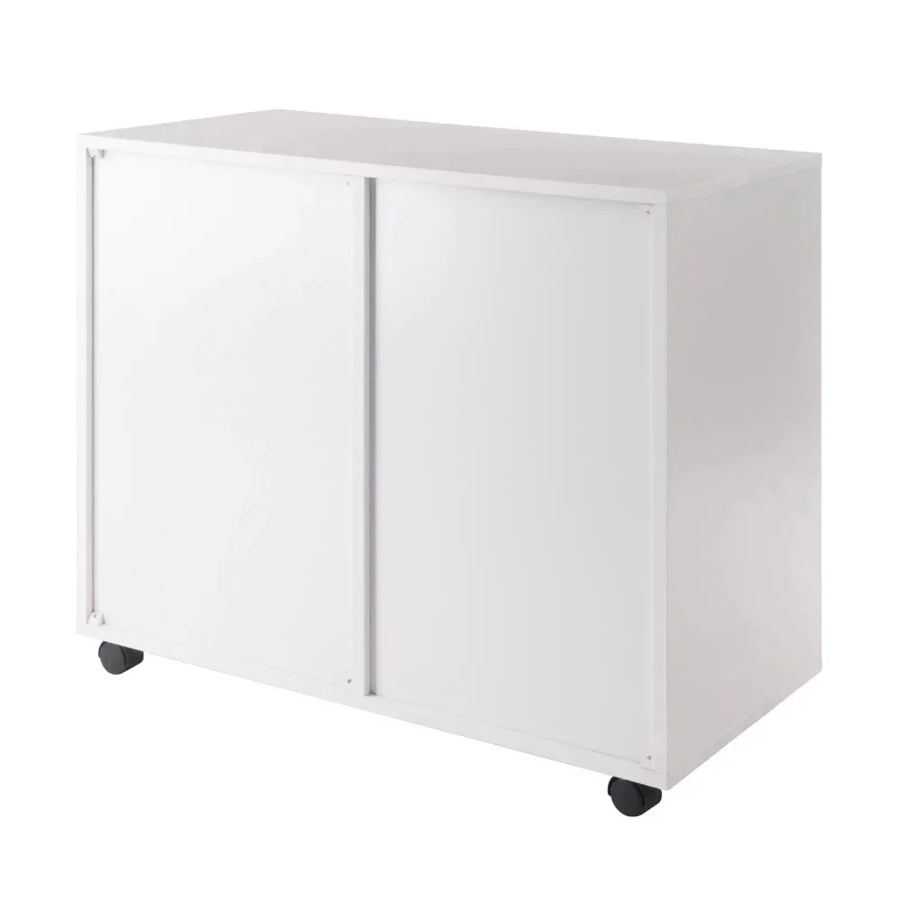 Wood 2-Section Mobile Filing Cabinet, White Finish, 3 Drawer Filing Cabinet for Legal Letter A4 F4 Size for Home Office