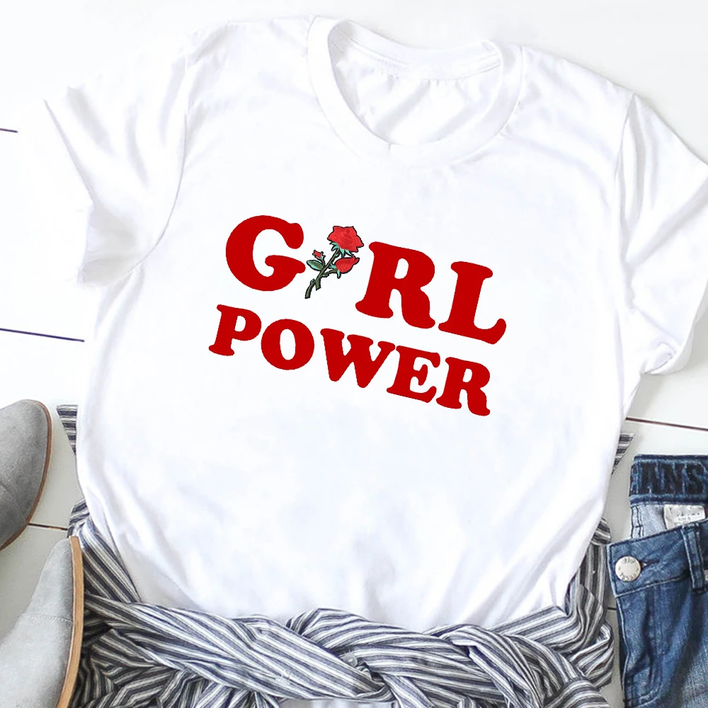 Women Girl Power Fashion Letters Feminist Cute Print T-Shirt Tee Shirt Travel Tees Trend T Shirt Graphic Print T-shirts