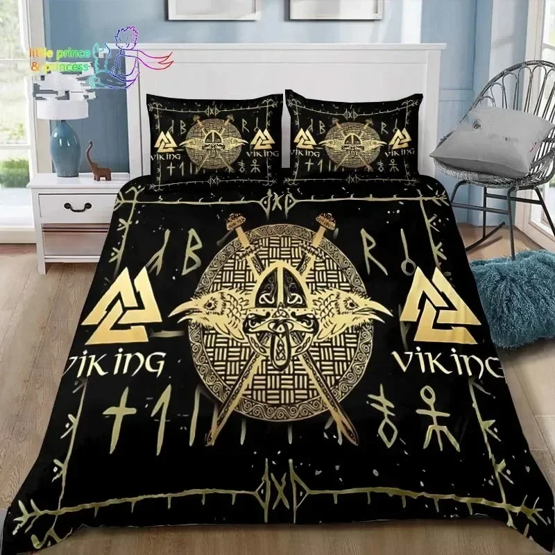 Viking Pattern Nordic Mythology Raven Bedding Set Single Twin Full Queen King Size Bed Set Adult Kid Bedroom 3D Print