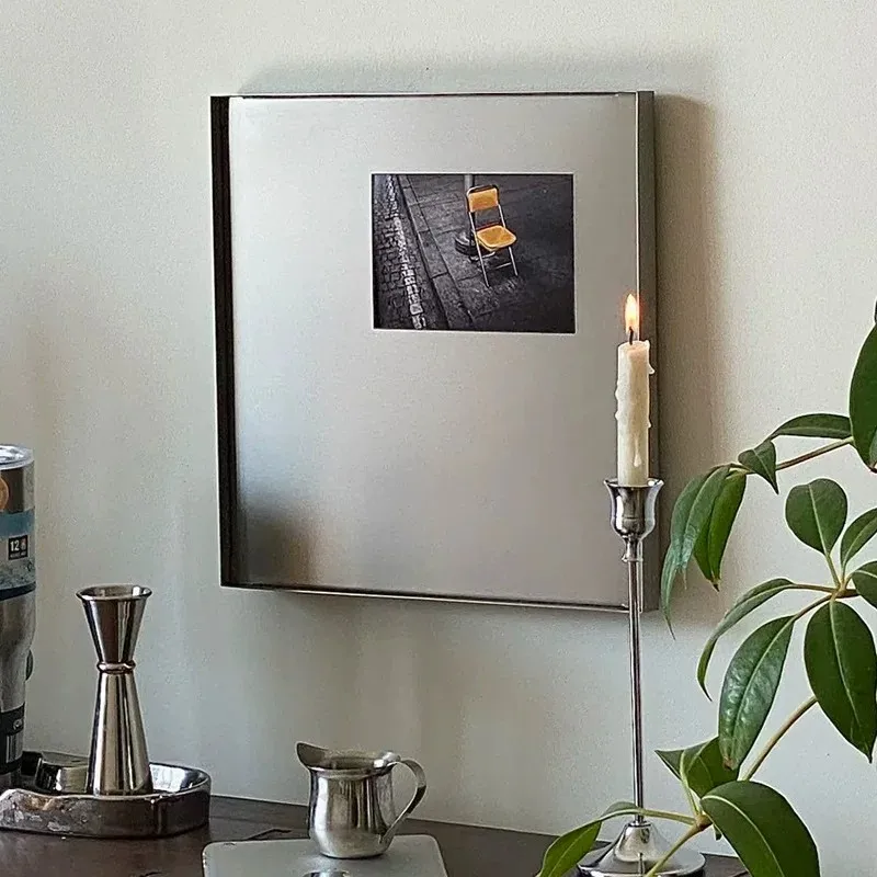Stainless Steel Metal Picture Frame Industrial Style Wall Art Frame Minimalist Decor Frame with Replaceable Art Print Home Decor