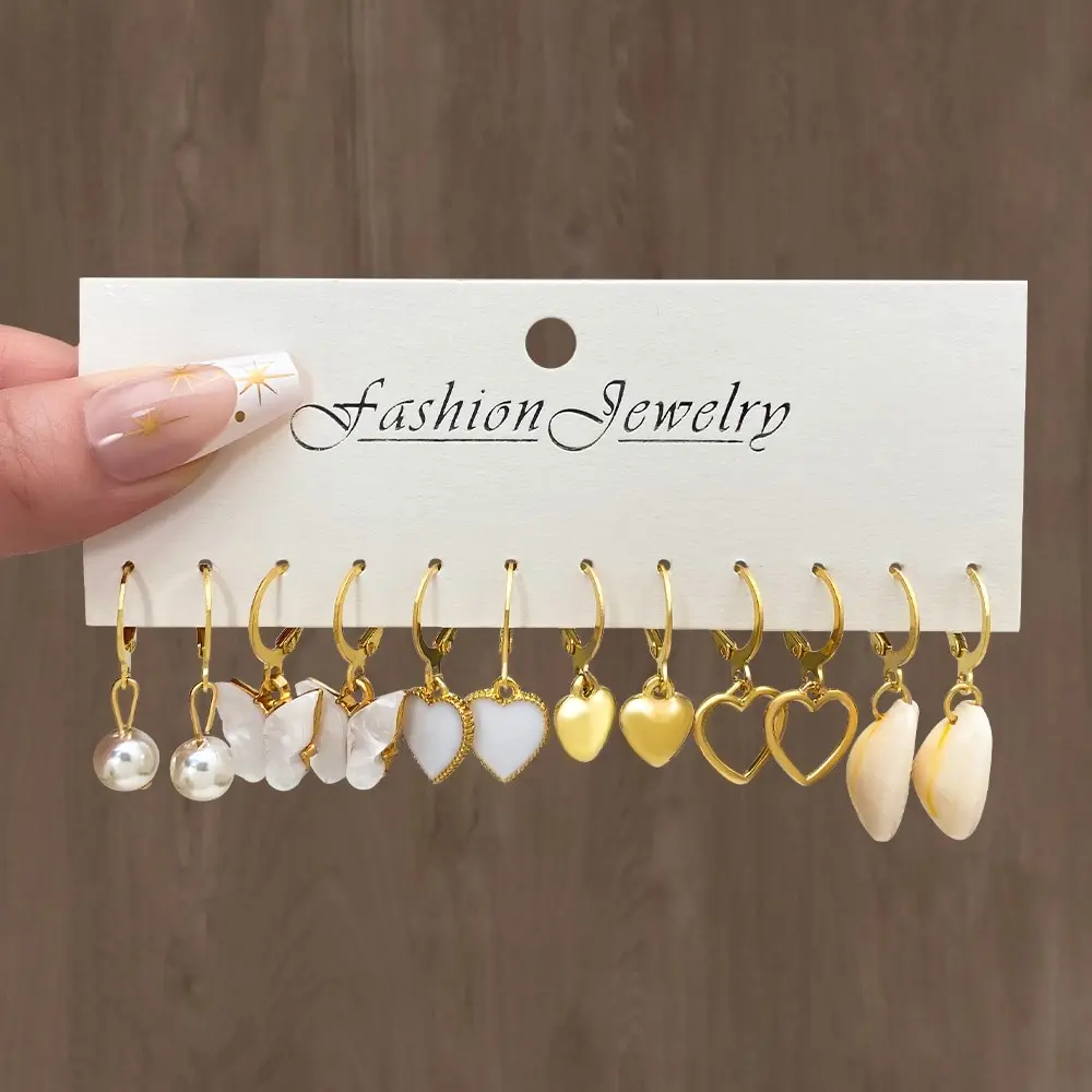 24 Pairs/Set Gold-Color Love Earrings Set Metal Butterfly Vintage Circle Geometric Twist for Women Girls Trendy Jewelry Gifts