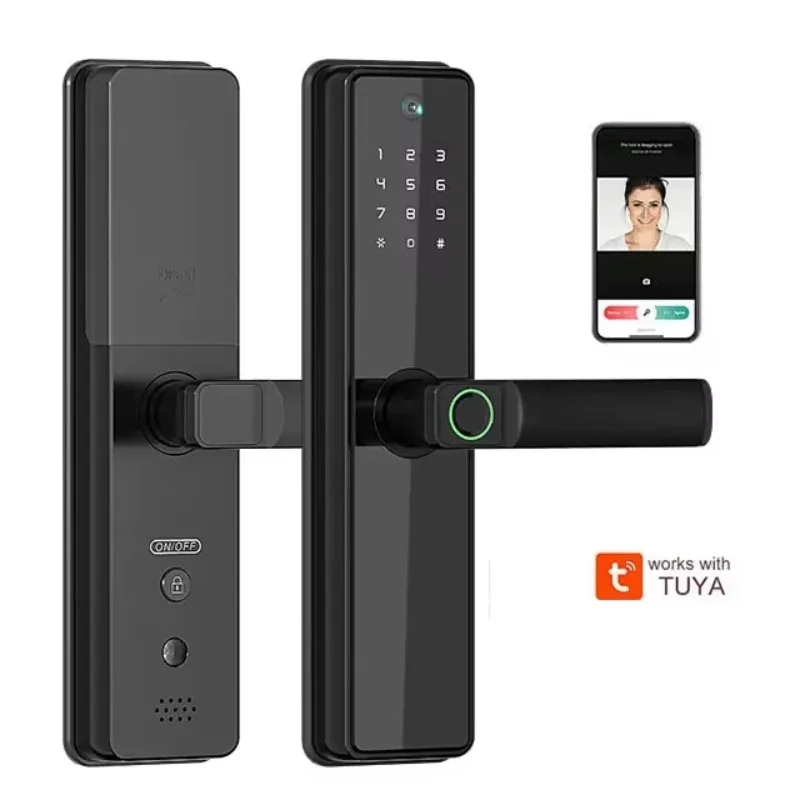 Finger Print Lock Combination High Security Digital Biometric APP Anti Theft Lock Wifi Tuya Smart Camera Door Lock