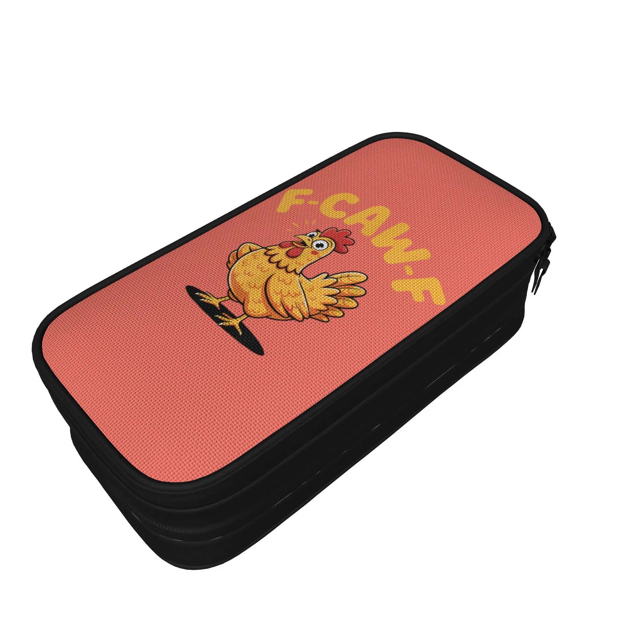 Funny F-Caw-F Chicken Meme Pencil Case Dark Humor Pencil Pouch Pen Box Student Large Storage Pencil Bag School Zipper Stationery