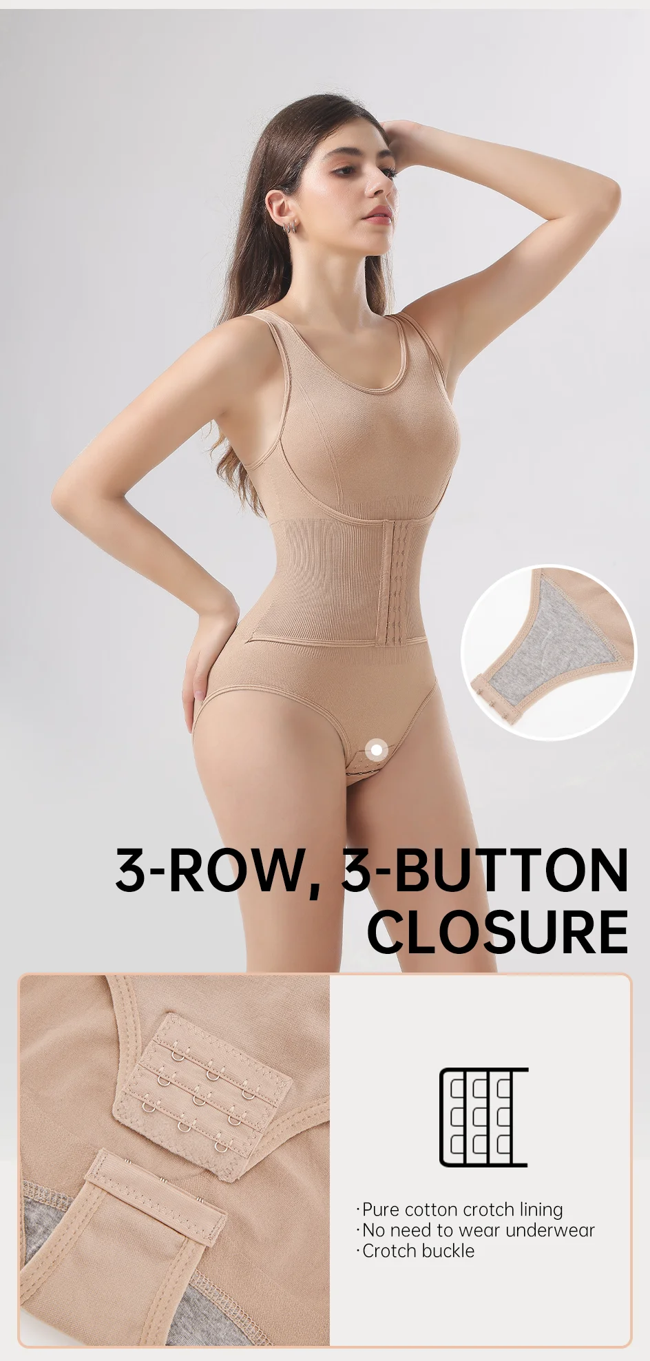 Faja Moldeadora de Cintura para Mujer con Control Abdominal Firme, Corsé Reductor con Cinturón de Ganchos para Moldear el Cuerpo