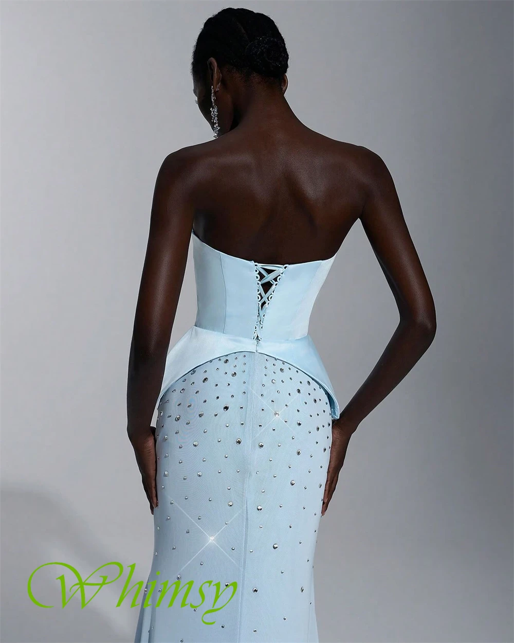 Customized Elegant Chiffon Strapless Evening Dress Delicate Crystal Prom Dresses Temperament Mermaid Special Occasion Gowns