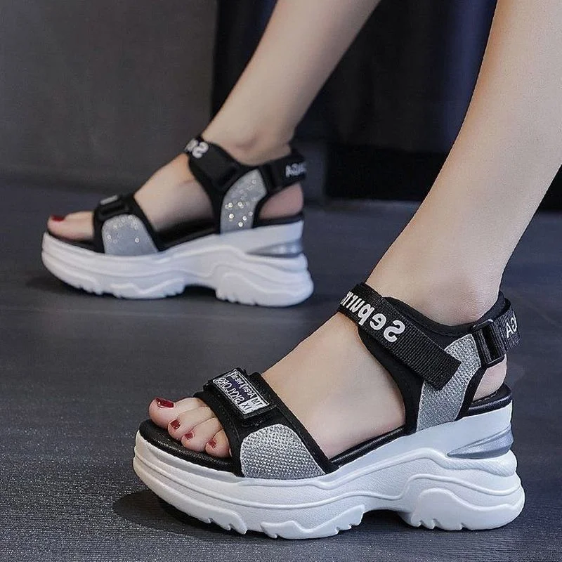 New Summer Ladies Sandals Platform Wedge Heels Shoes Casual Heightening Slope with Women\'s High Heels Sports Beach Sandals Girl