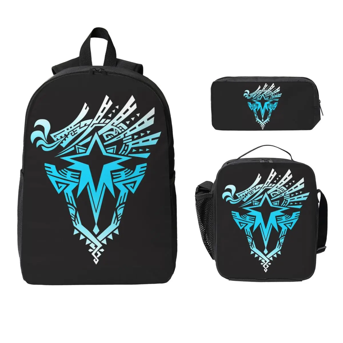 

Monster Hunter World Iceborne Logo Backpack BookBag School Bag Laptop Shoulder Bags 3ps Insulated Lunch Bag Pencil Case