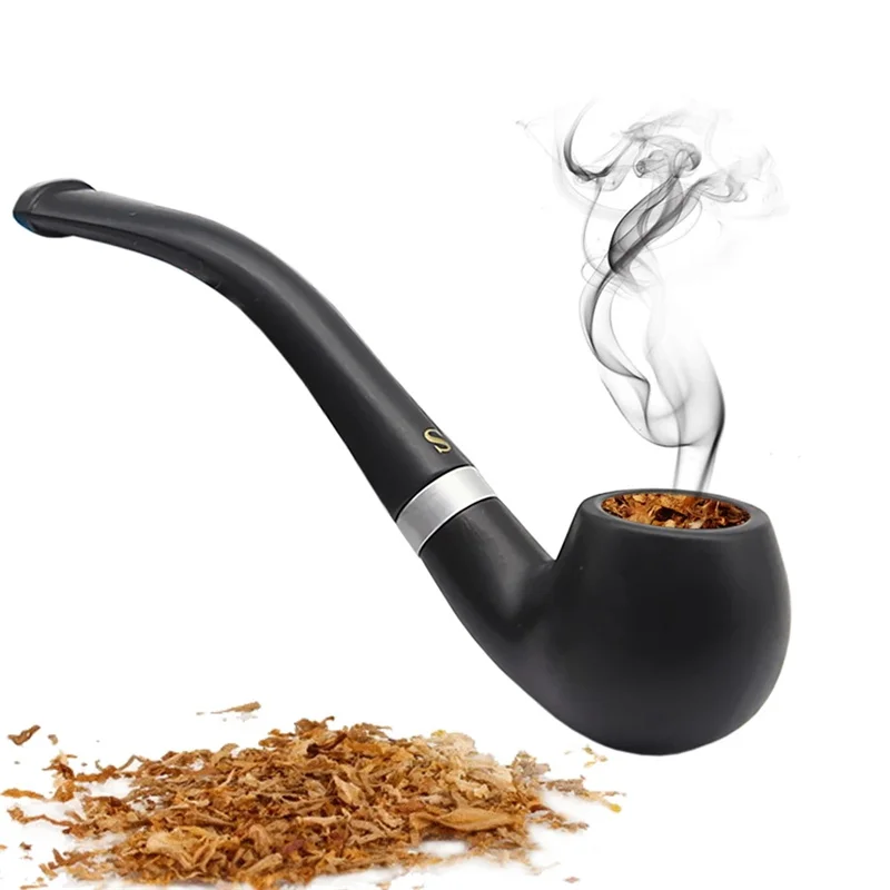 Portable Tobacco Bent Pipe Wooden Smoking Filter Grinder Handheld Herb Pipes Cleaning Durable Cigarette Accessories Men\'s Gifts