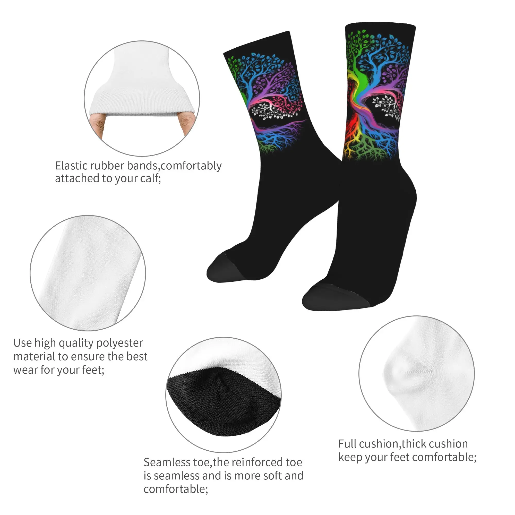 Crazy Design Tree Life Rainbow LGBT Gay Pride Flag Ally Basketball Socks  Middle Tube Socks for Women Men Sweat Absorbing