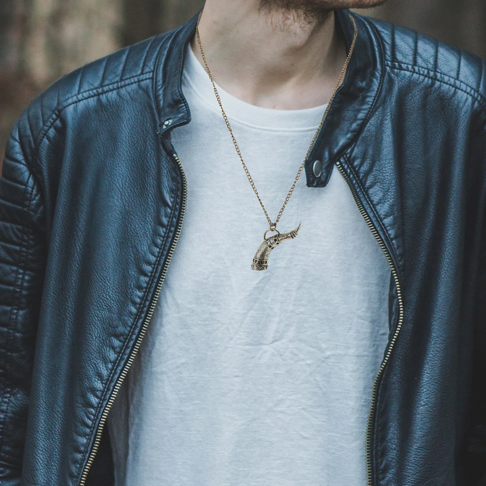 خمر الشمال القراصنة الثور القرن قلادة قلادة معدنية الشرير سلسلة عنق المذكر الإكسسوار للرجال الحيوان القرن مجوهرات