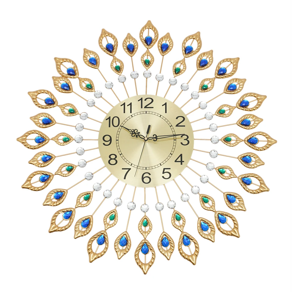 Peacock Feather Decorative Wall Clock Quiet Movement